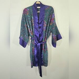 Victoria's Secret Vintage Gold Label Floral Rich Green/Purple/Burgundy Robe, O/S